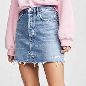 NWT Agolde Quinn High Rise Denim Cut-off Skirt in Swapmeet Size 27